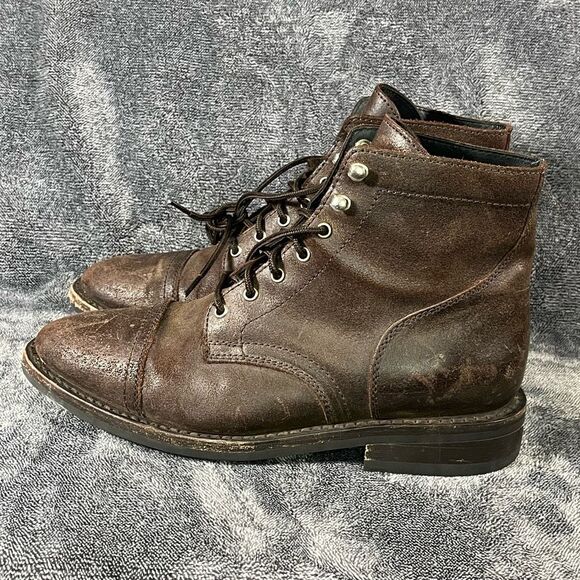 Thursday Boots Cap Toe Lace Up Brown Leather Boots Captain Mens Size 9 - Picture 1 of 8